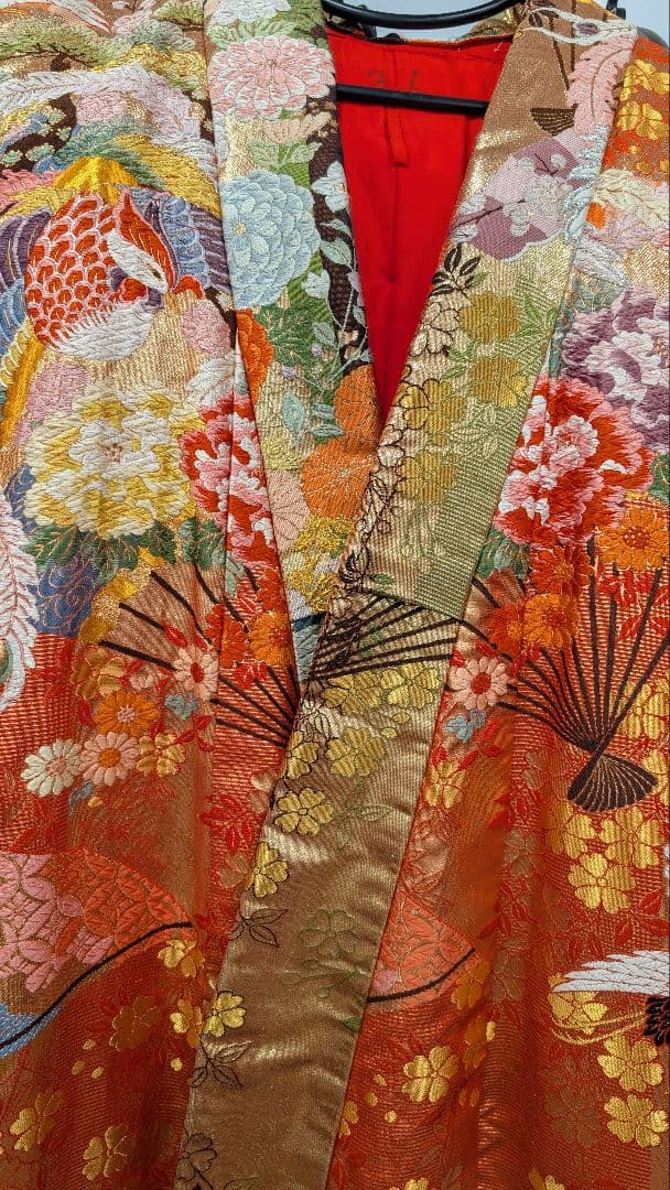 色打掛　オレンジ朱色牡丹