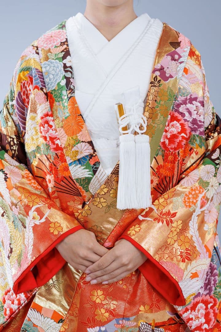 色打掛　オレンジ朱色牡丹