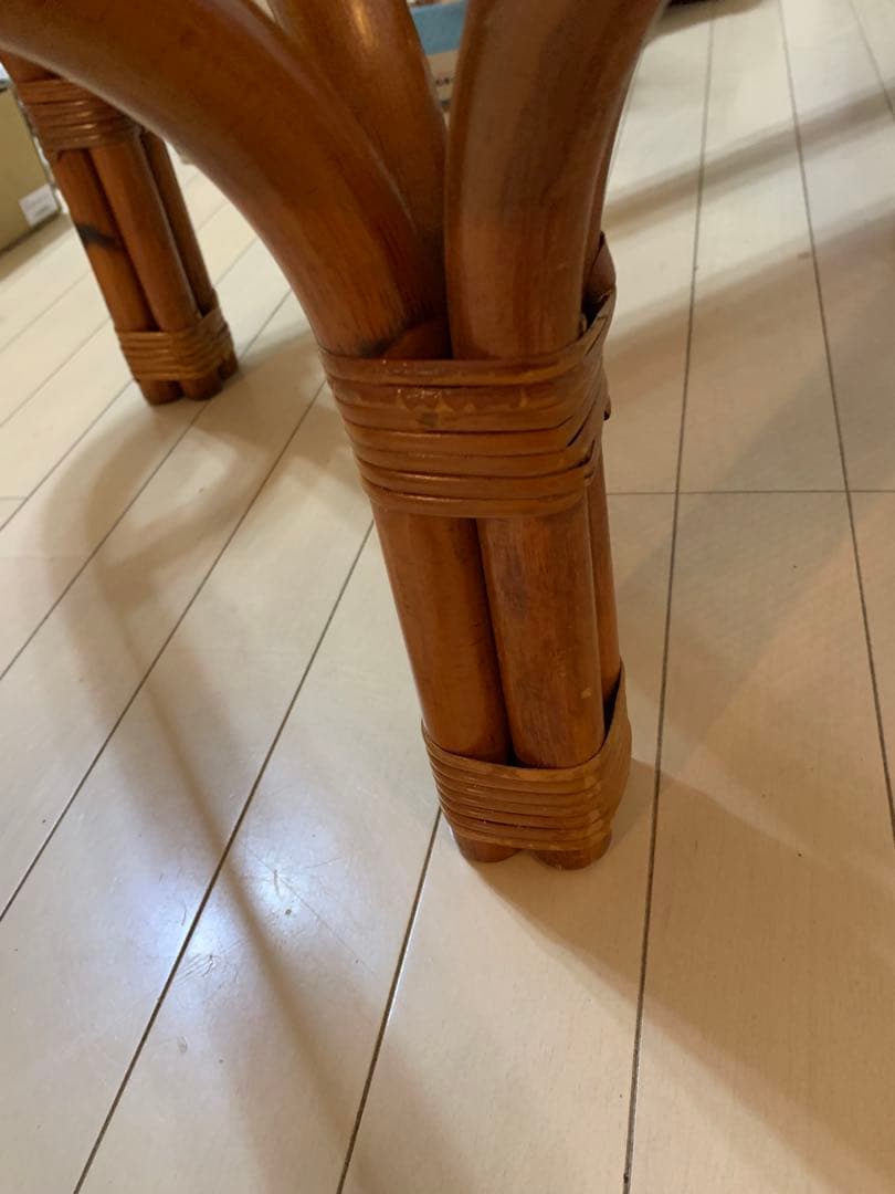 ラタン　テーブル　ヴィンテージ　ガラステーブル