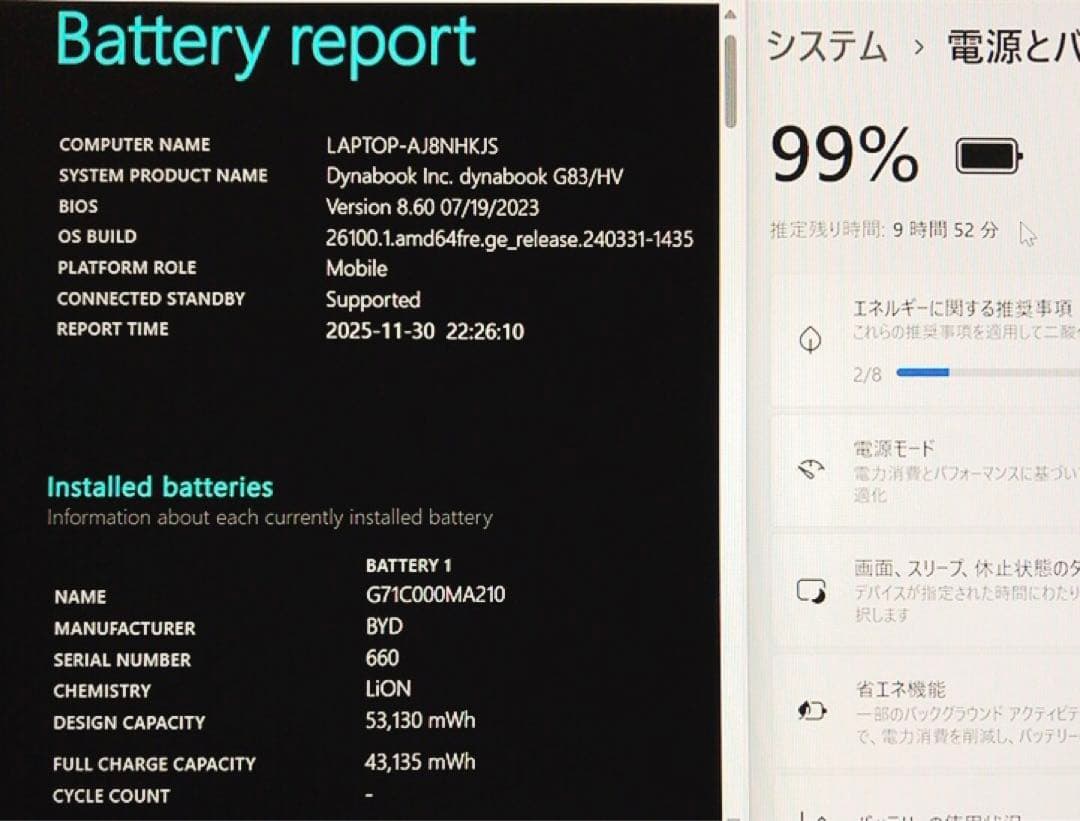 バッテリー良好！美品【第11世代 i5 &16GB】G83/HV！高性能！軽量