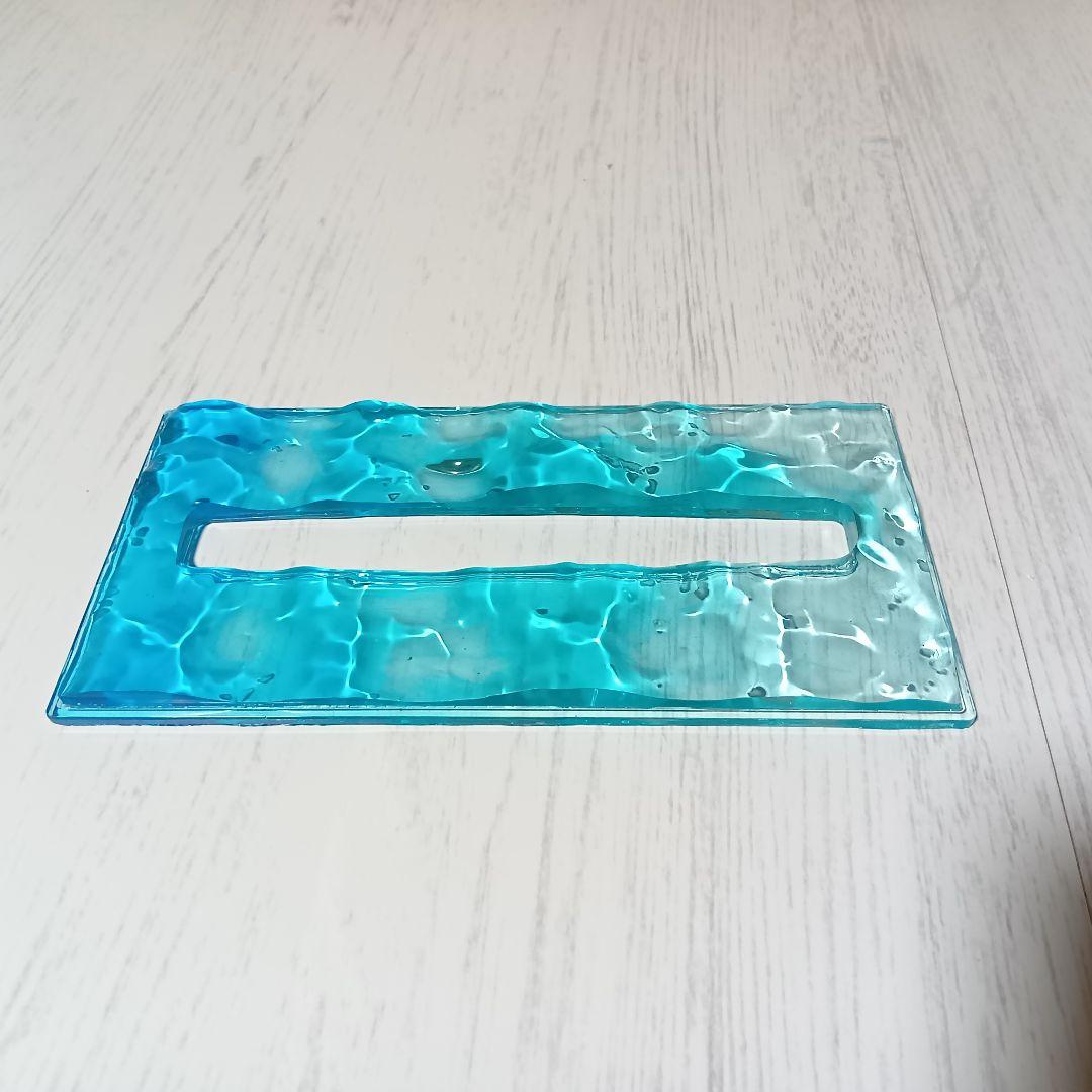 【1221】オーシャンアート　立体波紋　ウッドレジン　ティッシュケース　海雑貨