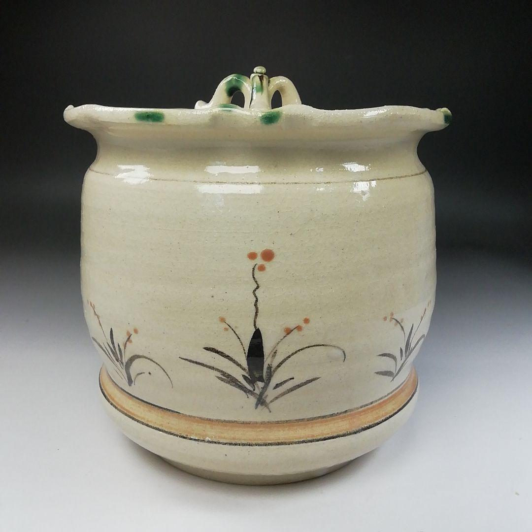 Ｔ１９２　水指　『弥七田織部』『桃山窯　林英仁』　共箱　茶道具