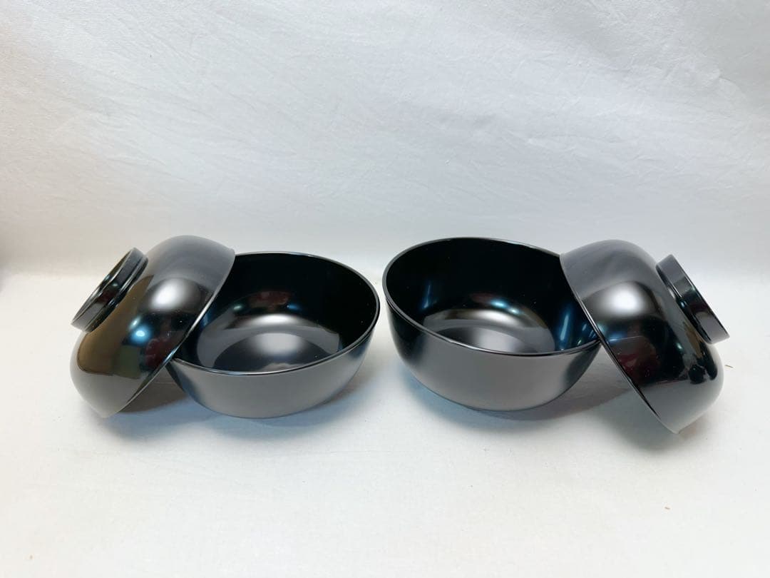 未使用 懐石道具 黒塗 四つ椀 小丸椀 2客揃 汁椀