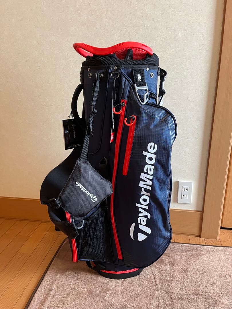 新品未使用TaylorMade スタンドバッグ ネイビー/レッド　ネームタグ付