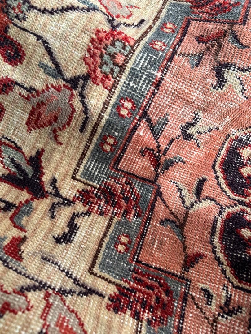 265×88 シャービー茜色 ハーフメダリオン ヴィンテージ トルコラグ