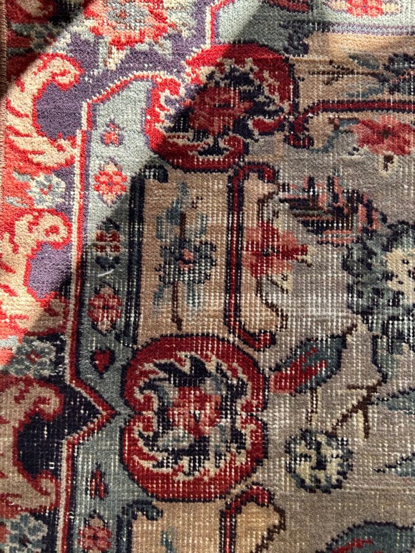 265×88 シャービー茜色 ハーフメダリオン ヴィンテージ トルコラグ