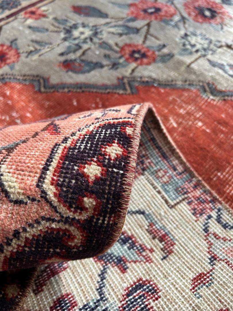 265×88 シャービー茜色 ハーフメダリオン ヴィンテージ トルコラグ