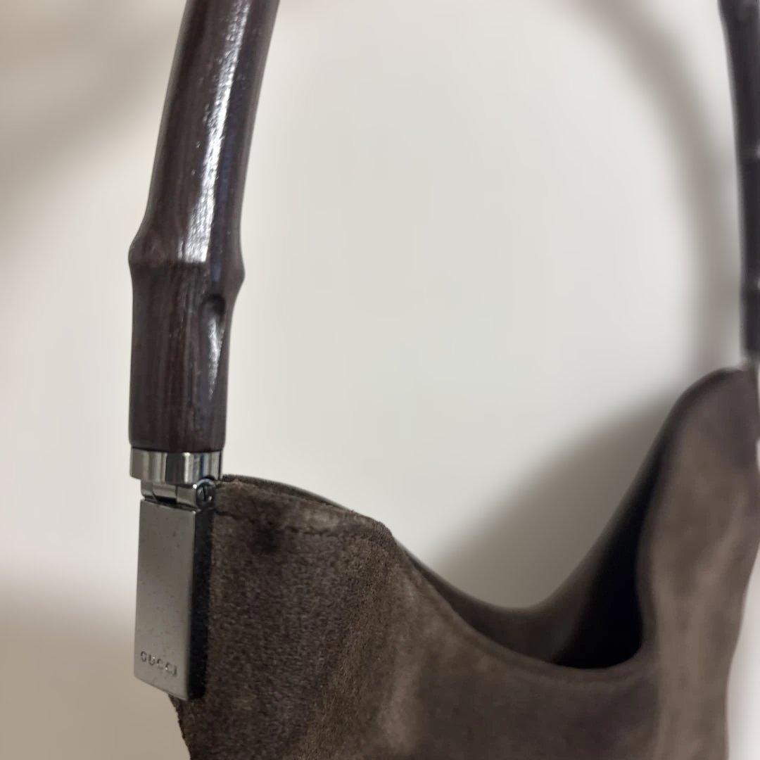 GUCCI 濃茶　バックスキン　バンブーバッグ