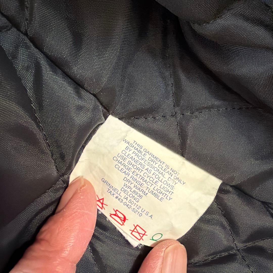 DeLONG スタジャン M 黒/レザー SL刺繍