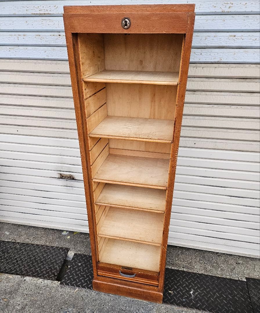 フランスアンティーク 蛇腹のファイルキャビネット 木製 飾り棚 下駄箱