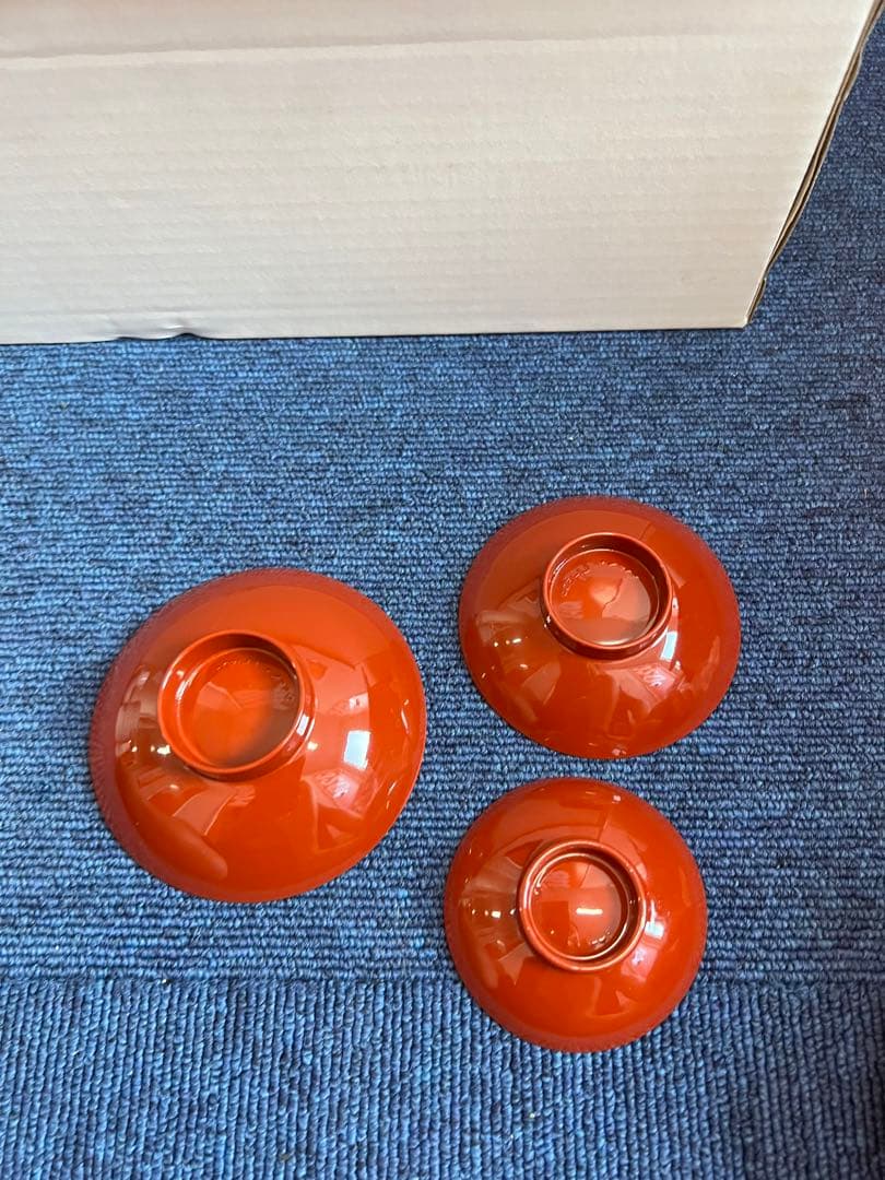 1391 屠蘇器　洗朱　四ッ揃　クッワ形　松台　松竹梅　未使用