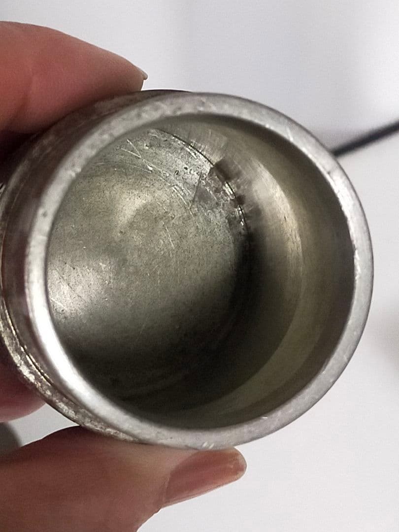 骨董　煎茶道具　錫器　茶入　茶筒　鹿児島　谷山正錫　明治17年製