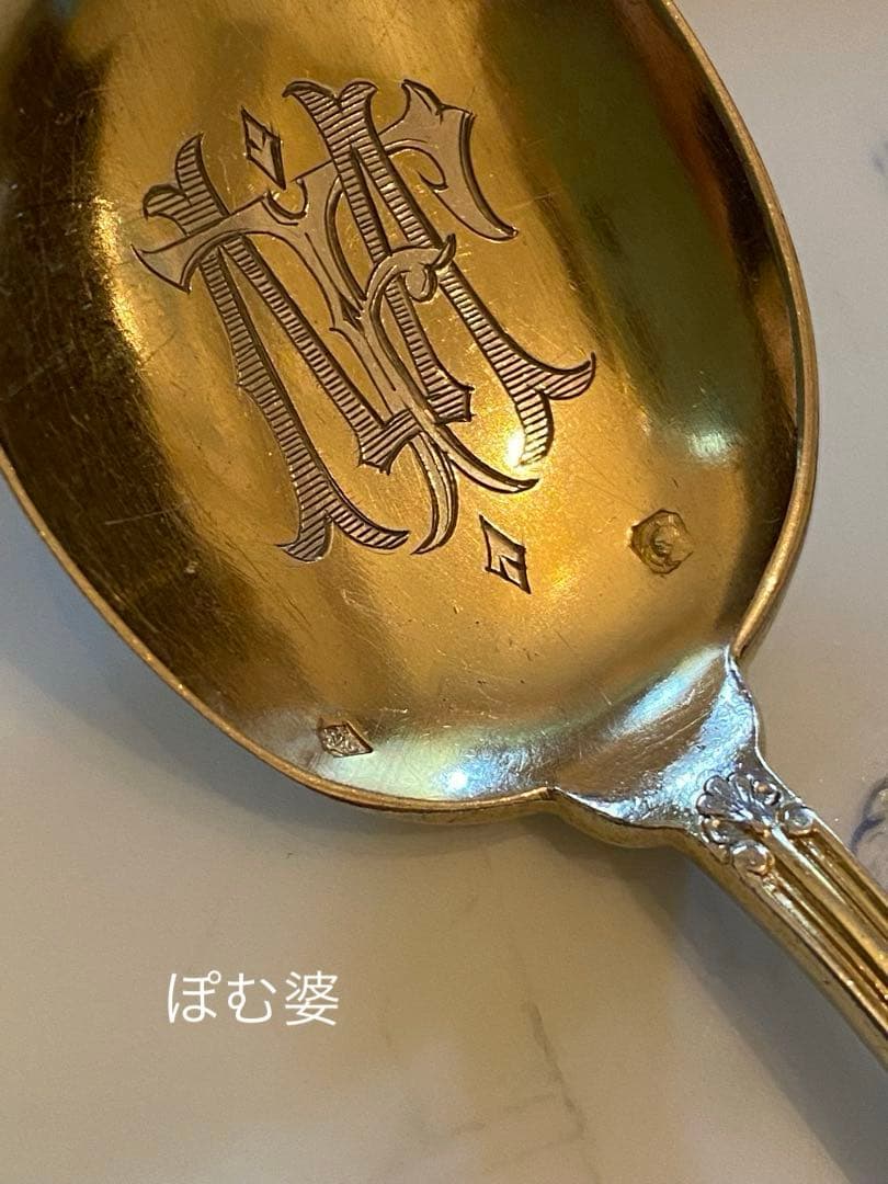 【フランス／アイスクリームスプーン】カルディヤック等 純銀スプーン ２本