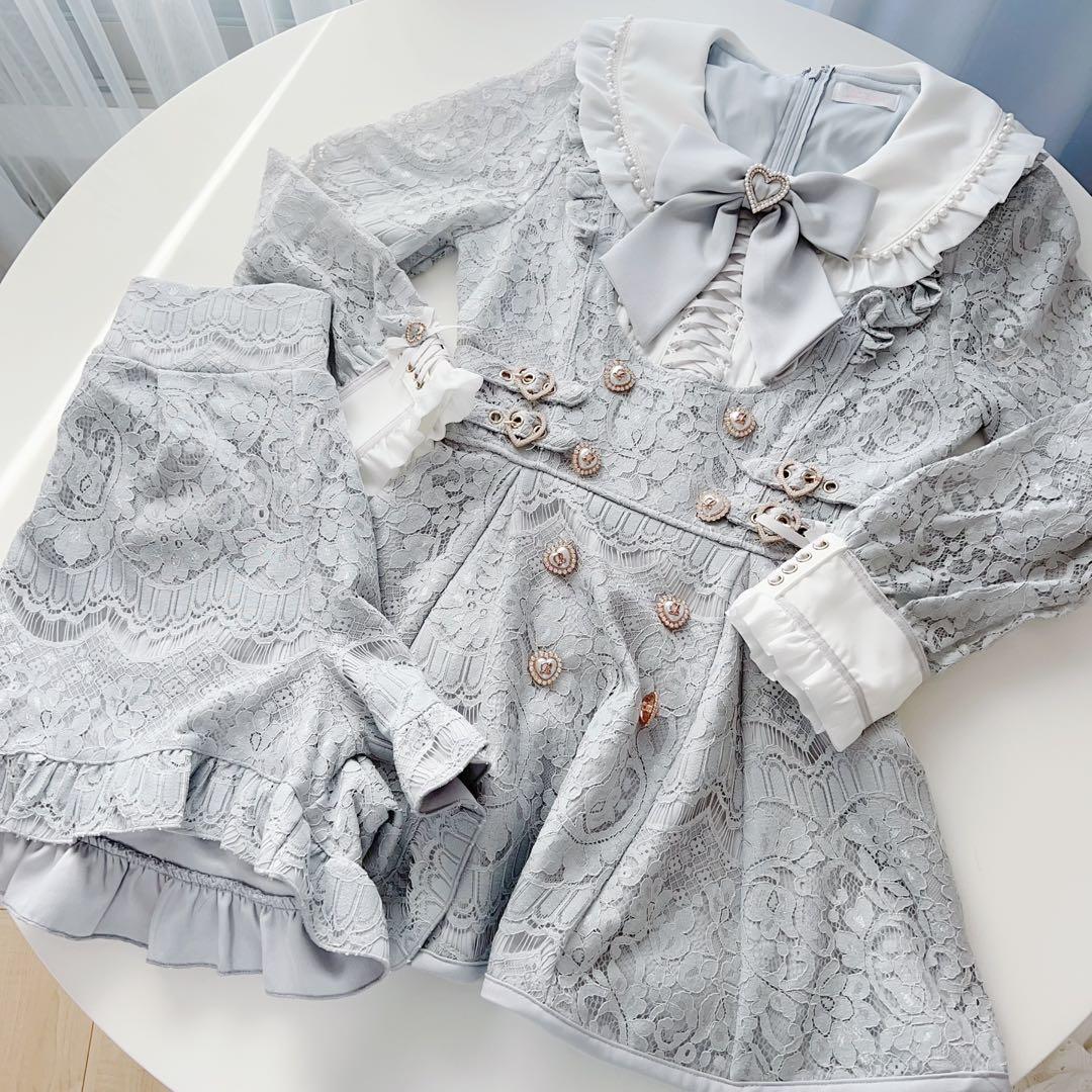 【新品 】リズリサ　サイドハートバックルレースセットアップ