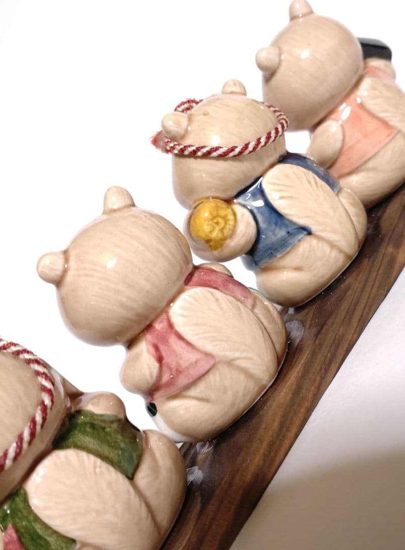 七福神たぬき ■ 七匹のたぬき 陶器製 置物 狸 昭和レトロ 日本 和風 伝統