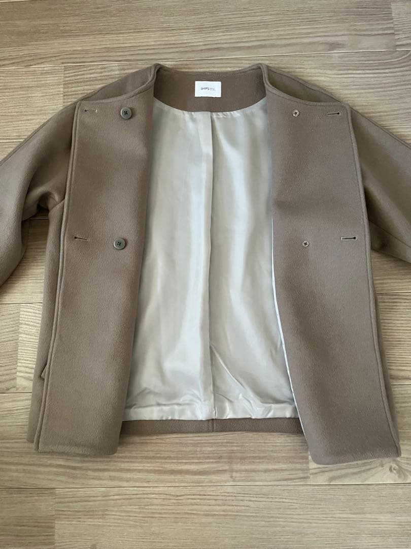 SHIPS any: ノンミュールジングウール ノーカラー ショート コート