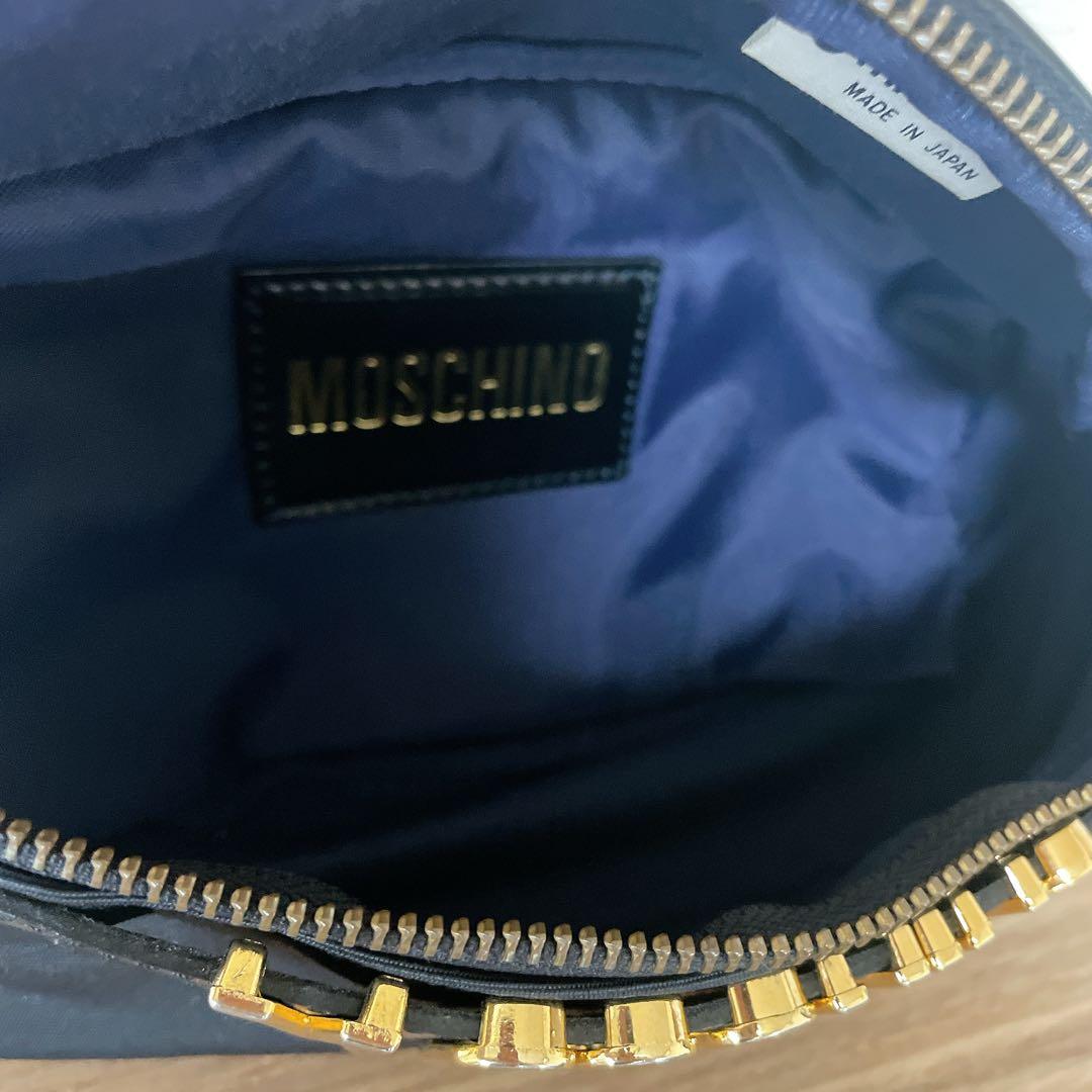 美品　希少　MOSCHINO モスキーノ　ボディバッグ 黒　ゴールド　ビッグロゴ