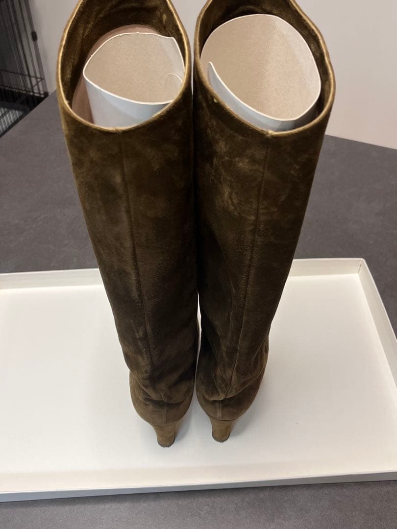【マンゴー】NEBULONI.E オリーブ スエードロングブーツ 38