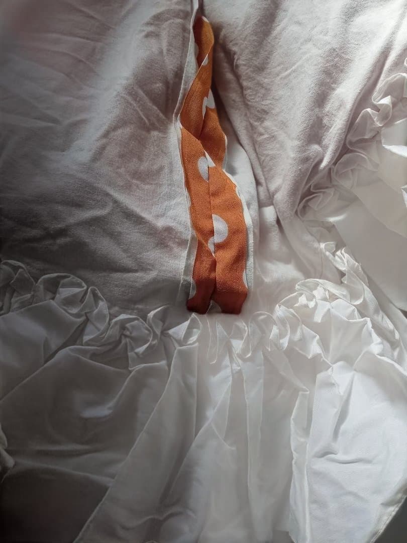 フラメンコドレス マロン地　白のストライプ