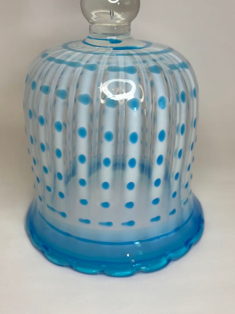 めぐお昔ガラス　フリル　ドット　乳白色　コンポート　気泡　アンティーク