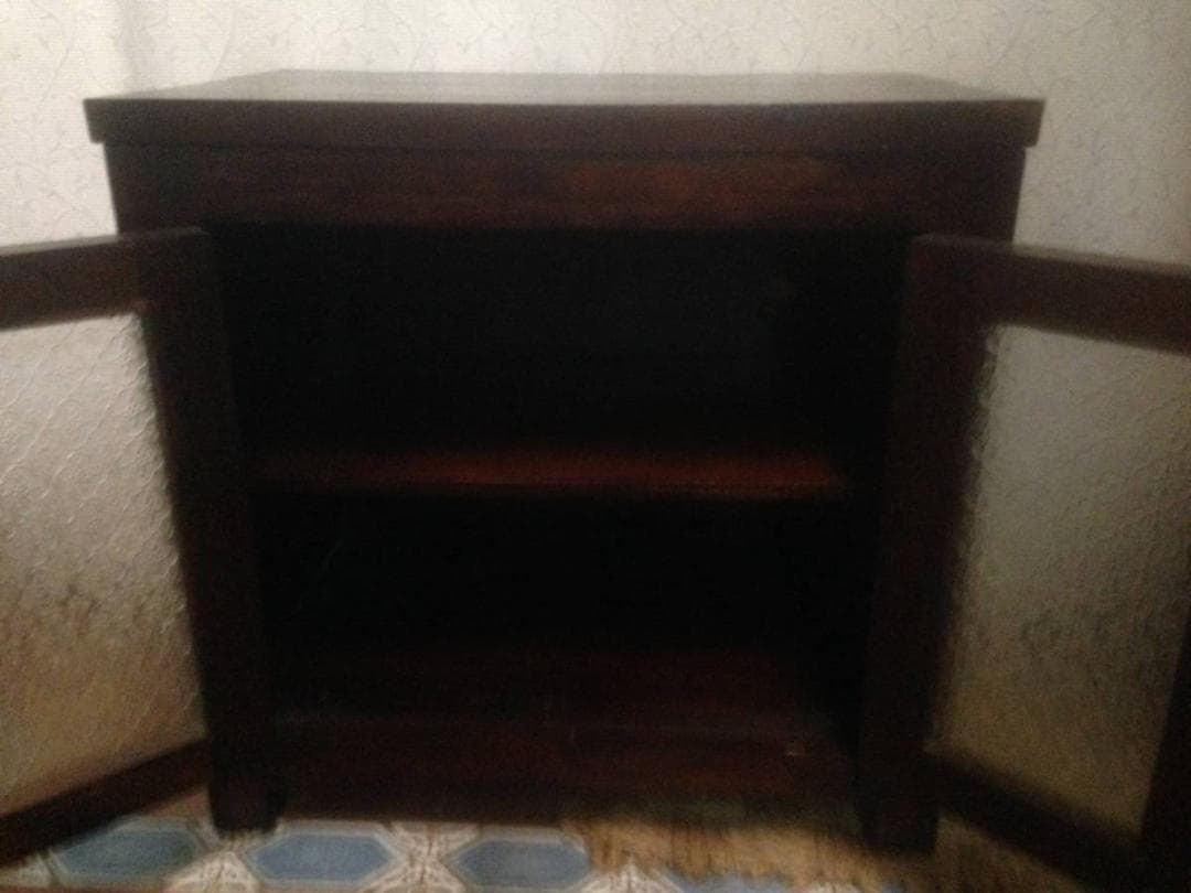 バリ家具オールドチーク無垢材格子ガラス扉飾り棚木製食器棚チェストアジアン家具