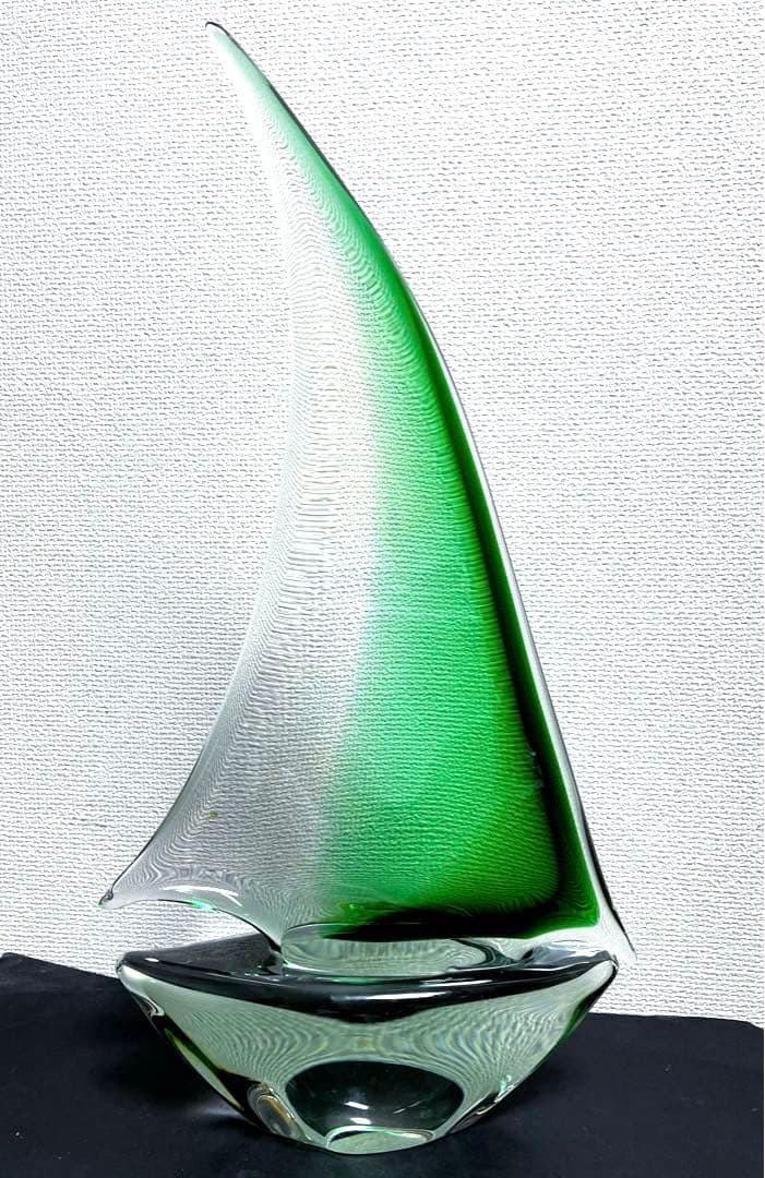 MURANOムラーノガラス イタリア製　ラージ 大型ヨット クリアグリーン