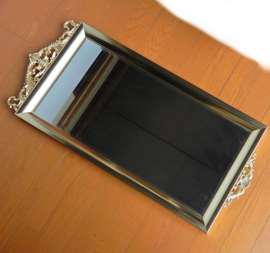 【昭和レトロ 美品】真鍮枠 ウォールミラー