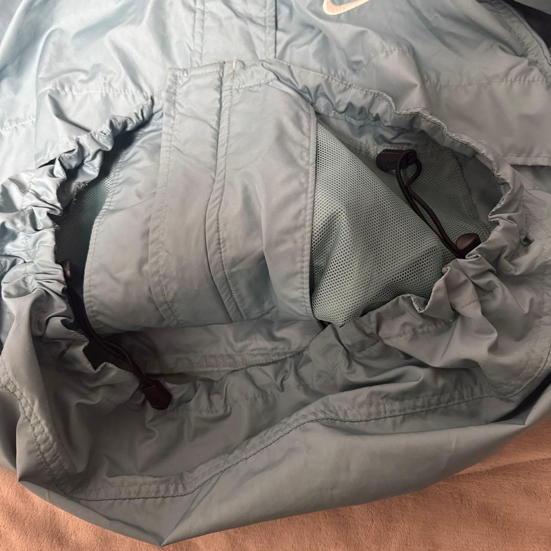 90s Nike ナイロンジャケット 青緑 フード付き