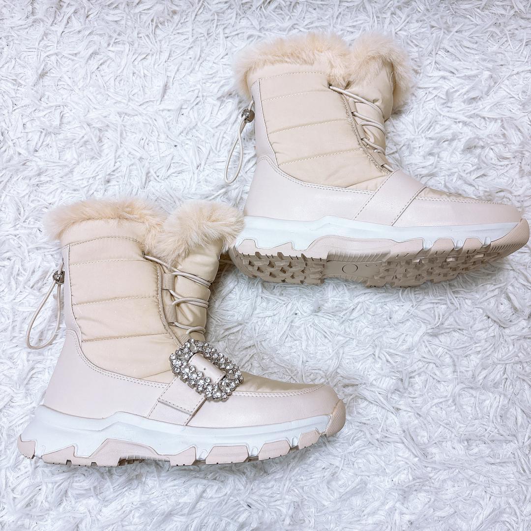 希少色【極美品】+diana クリスタルバックルスノーブーツ 23.5 24AW