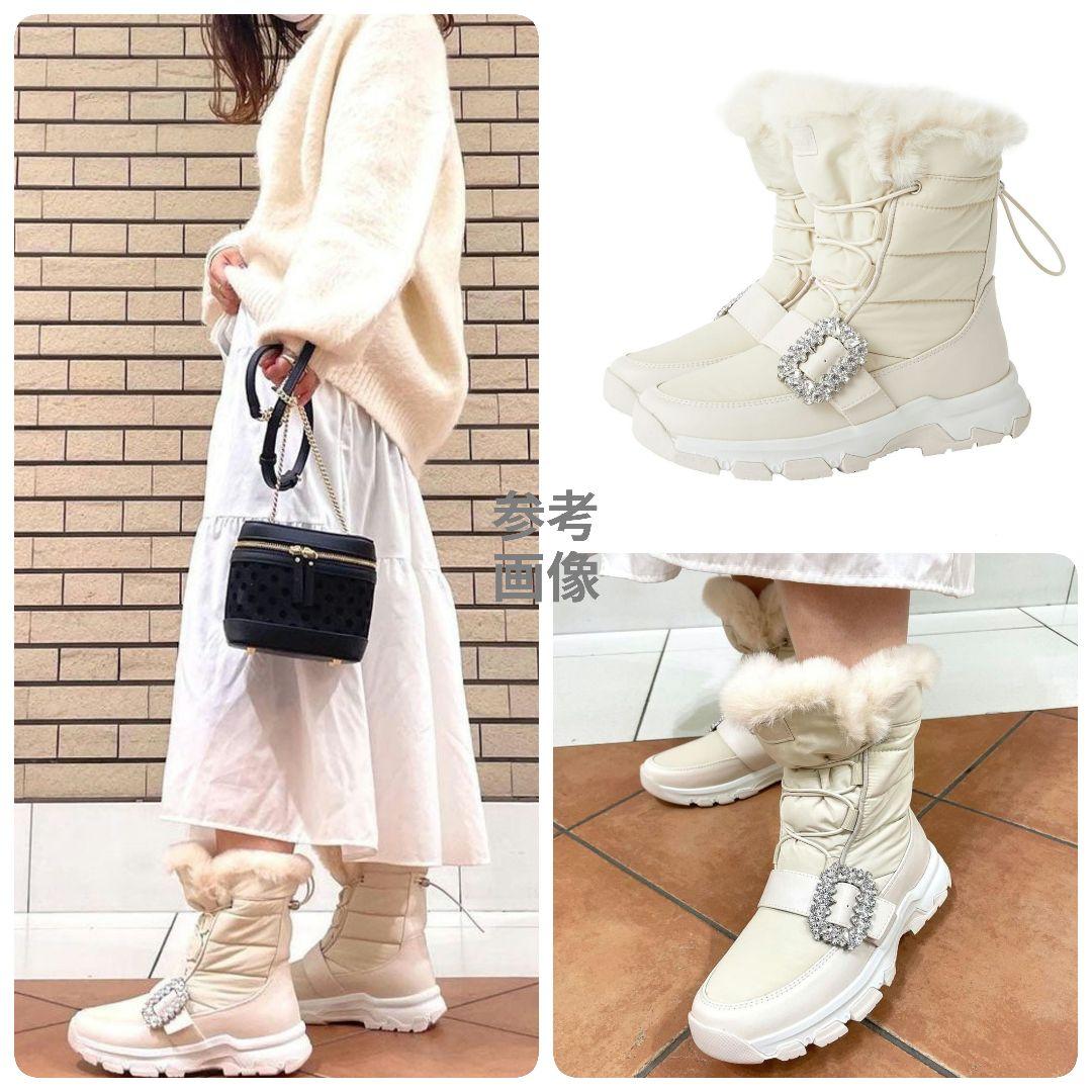希少色【極美品】+diana クリスタルバックルスノーブーツ 23.5 24AW