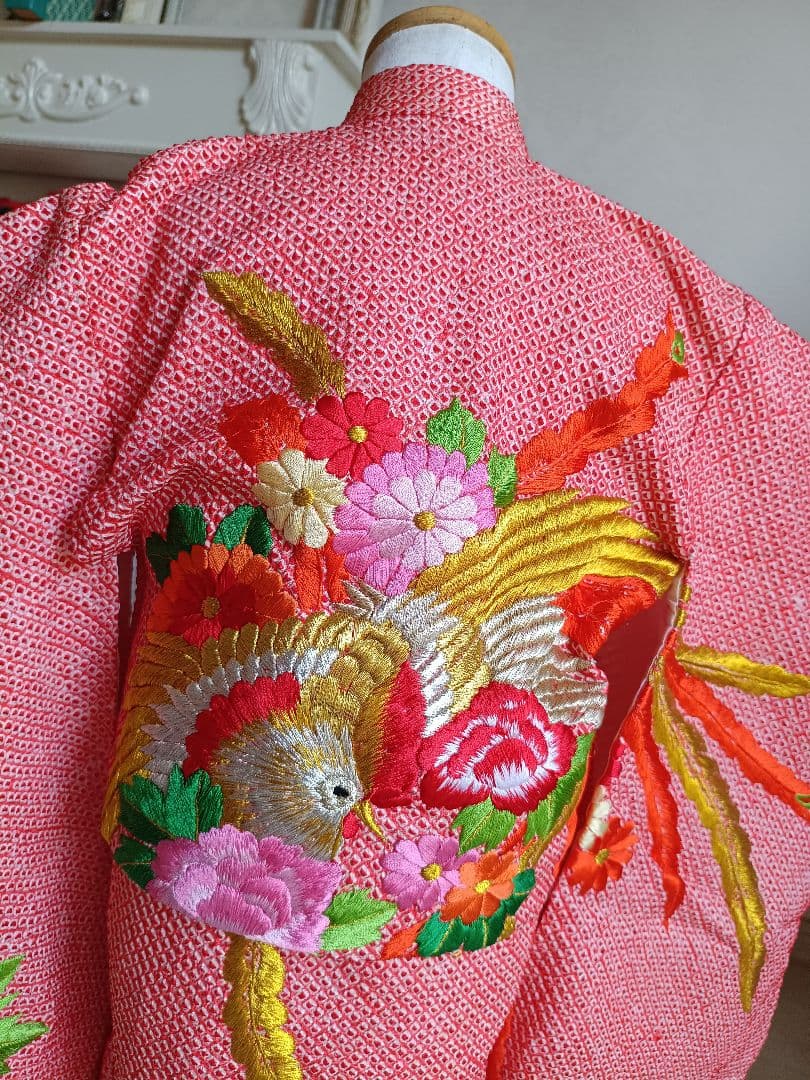 総絞り☆刺繍☆絹☆3歳着物☆七五三