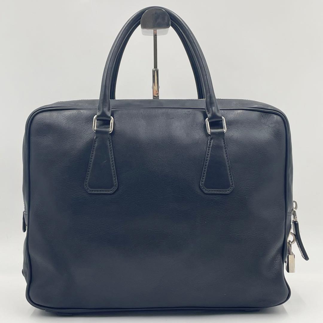美品✨PRADAプラダ 三角ロゴ ブリーフケース ビジネス 極上レザー A4 黒