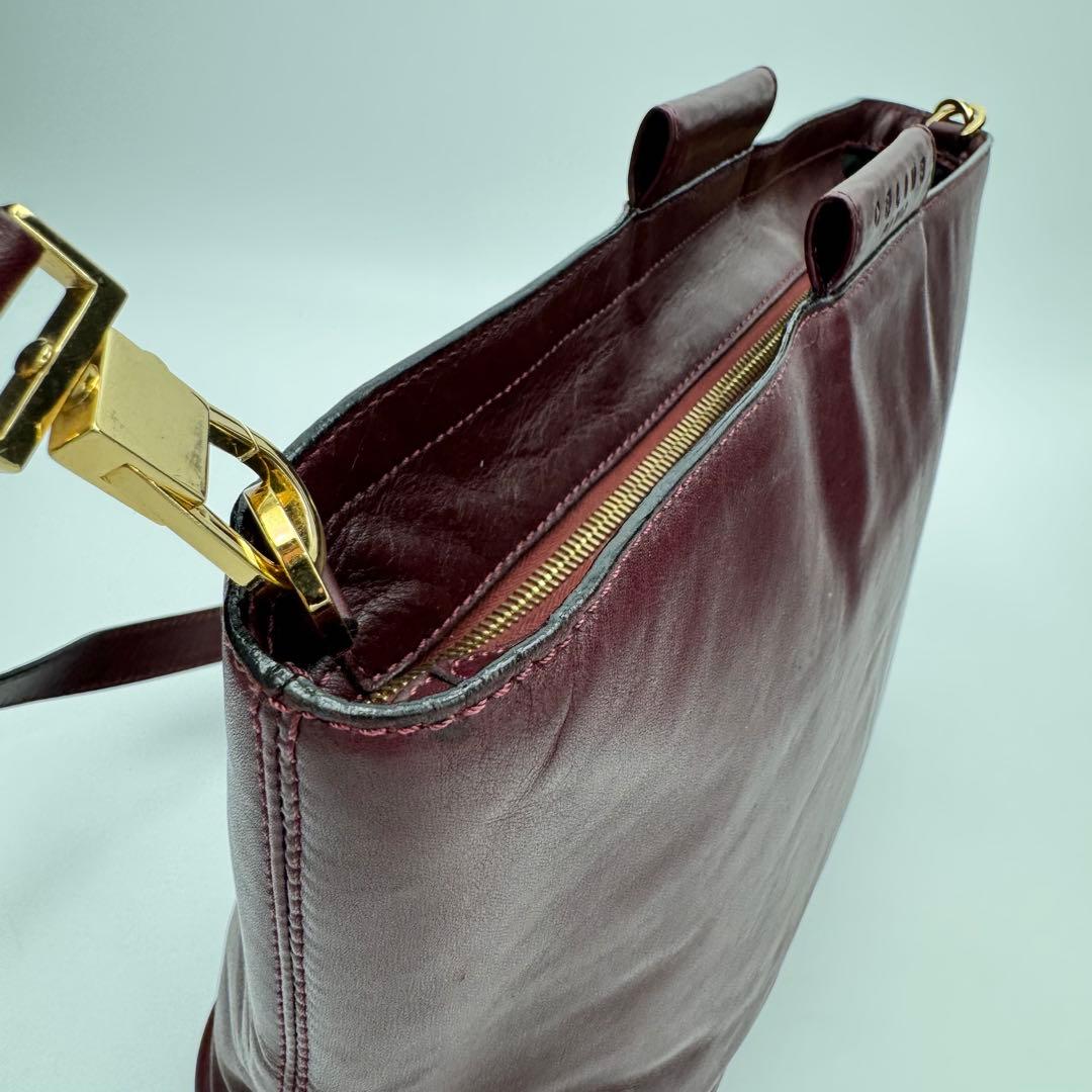 セリーヌ レザー カーフ ショルダーバッグ 斜めがけ A4可 ボルドー