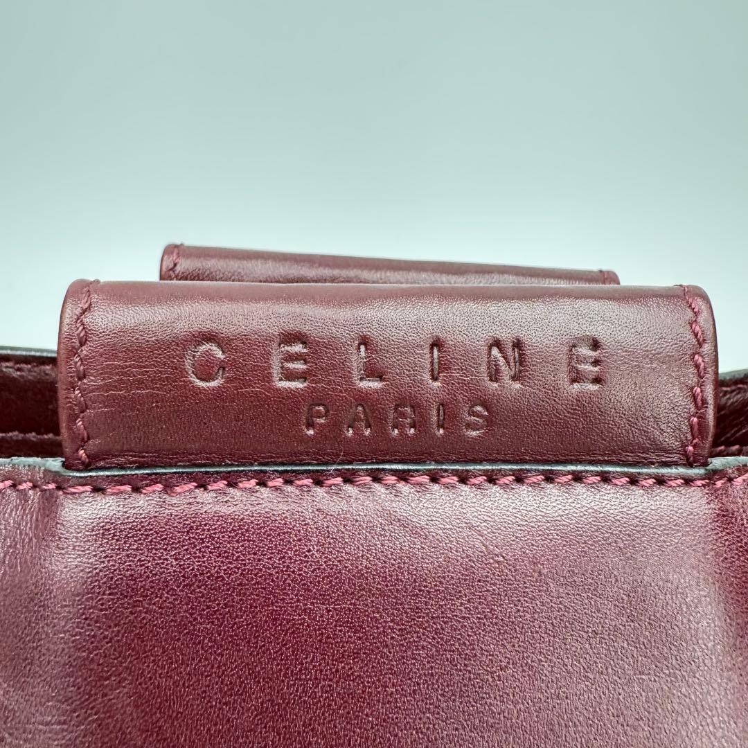 セリーヌ レザー カーフ ショルダーバッグ 斜めがけ A4可 ボルドー