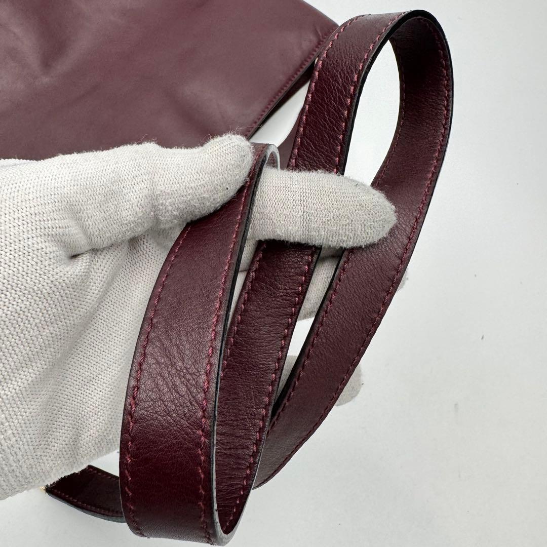 セリーヌ レザー カーフ ショルダーバッグ 斜めがけ A4可 ボルドー