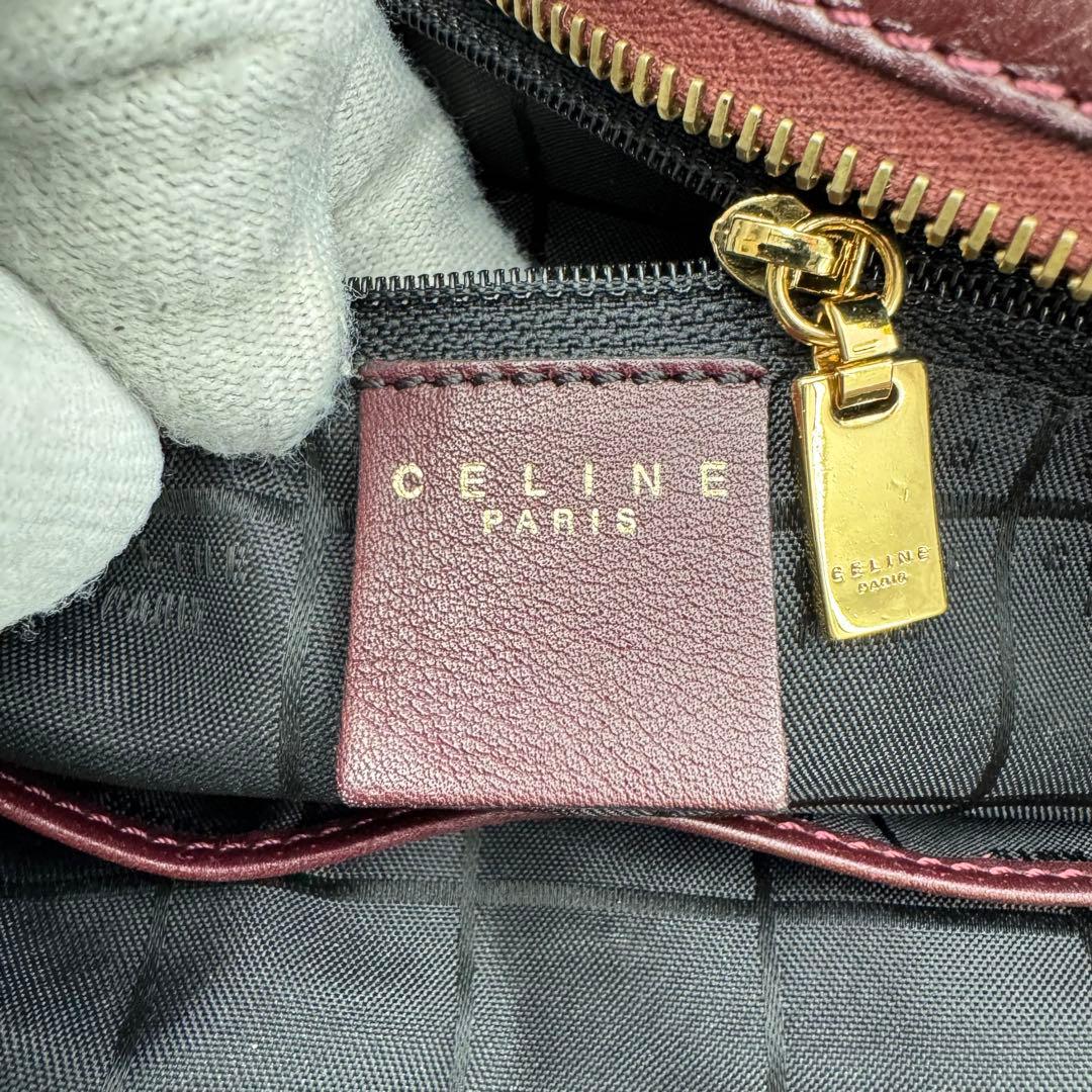 セリーヌ レザー カーフ ショルダーバッグ 斜めがけ A4可 ボルドー