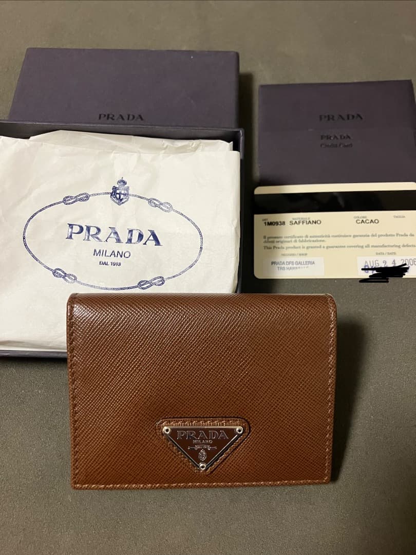【カイト】PRADAカードケース CACAO 未使用 箱 ギャラ付き