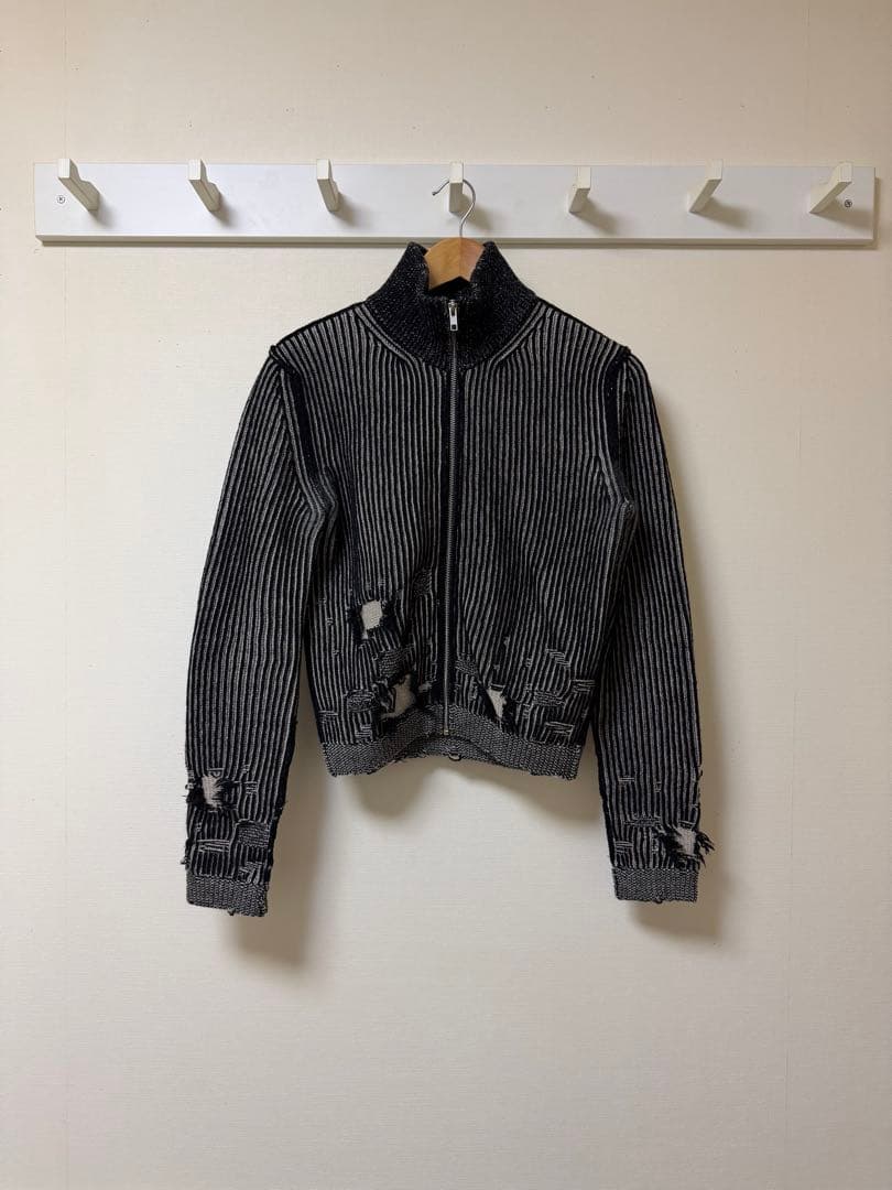 mm6 maison margiela 24aw ダメージ加工ジップアップニット