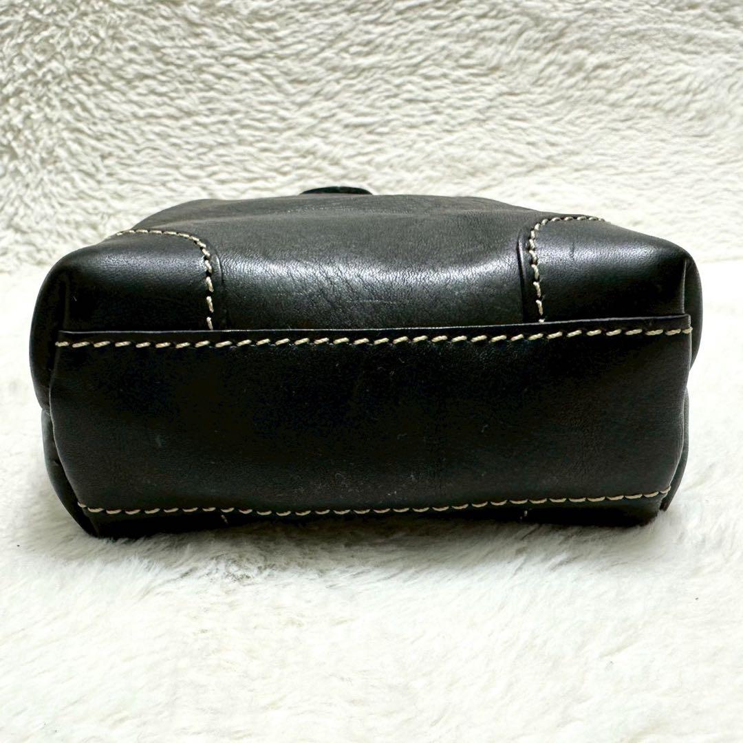 ポルコロッソ 口枠 ベルトポーチ オリジナル 白ステッチ 日本製 本革 ブラック