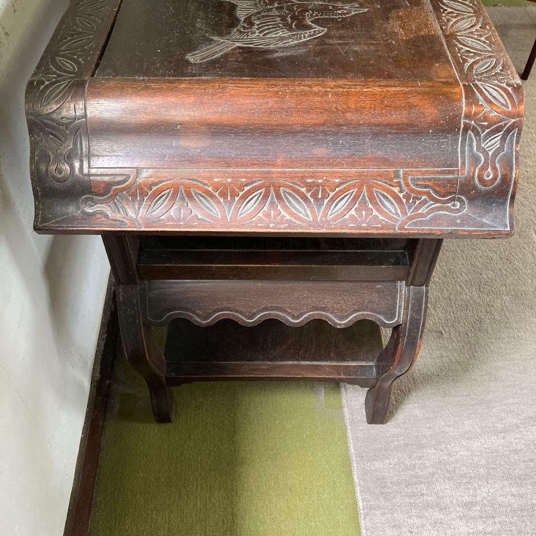 茶箪笥　飾り棚　茶棚　花台　昭和レトロ　猫脚　和風アンティーク　違い棚　煎茶棚