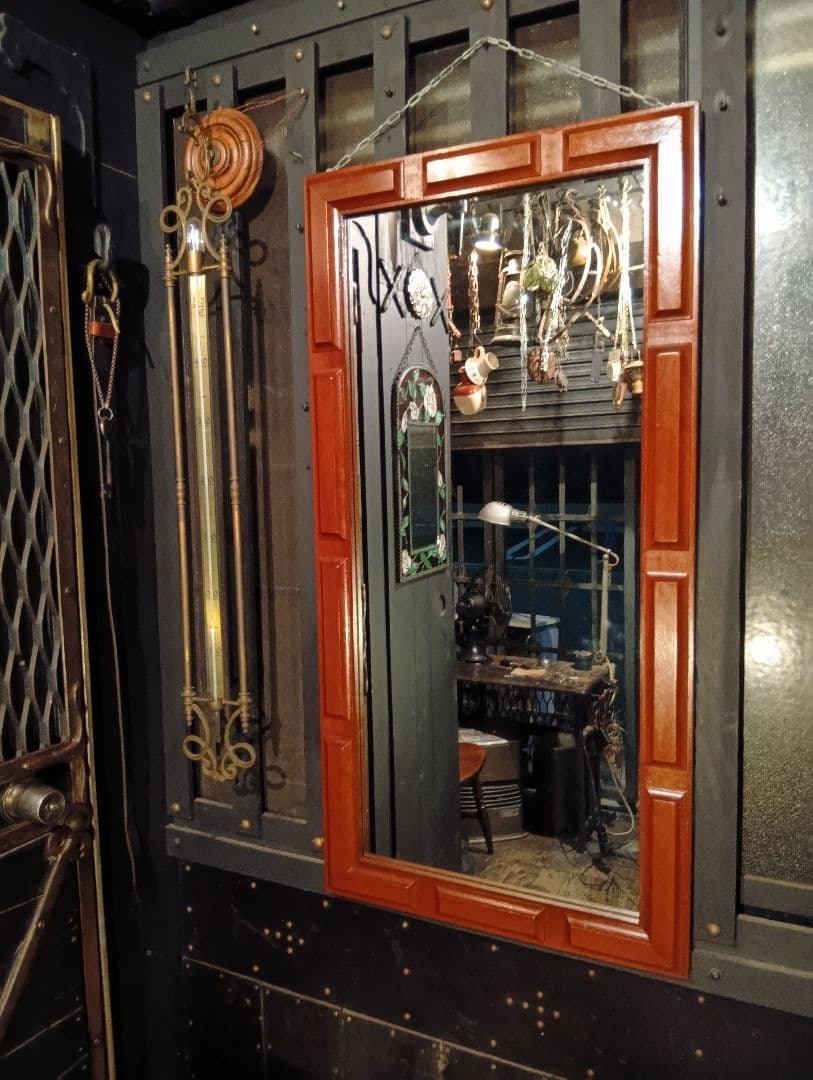 1960's　デンマーク　チーク　無垢材　ブロック　デザイン　ウォール　ミラー