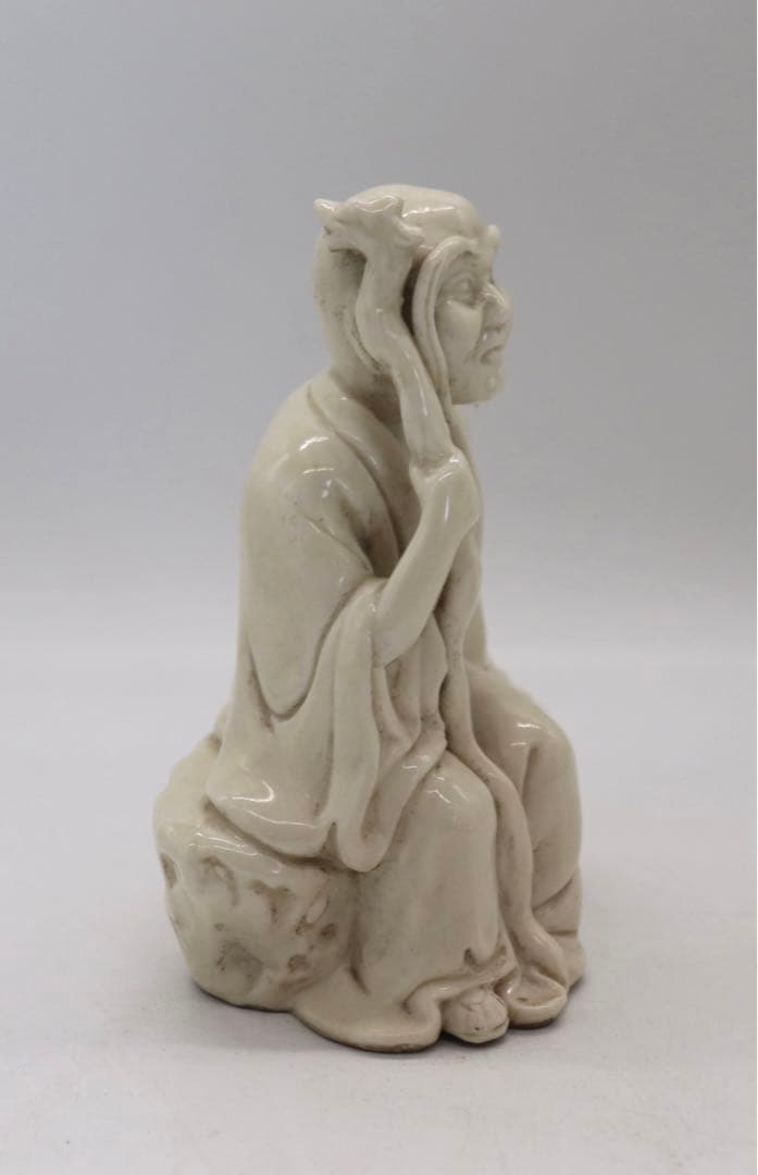 中国　徳化窯白磁達磨　清時代　木箱入　送料込み0730