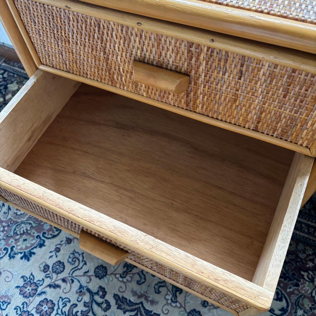 ヴィンテージ☆ラタンチェスト 4段 収納棚 ナチュラル アジアン家具 籘家具
