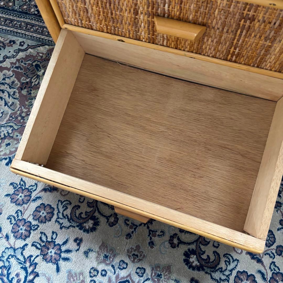 ヴィンテージ☆ラタンチェスト 4段 収納棚 ナチュラル アジアン家具 籘家具