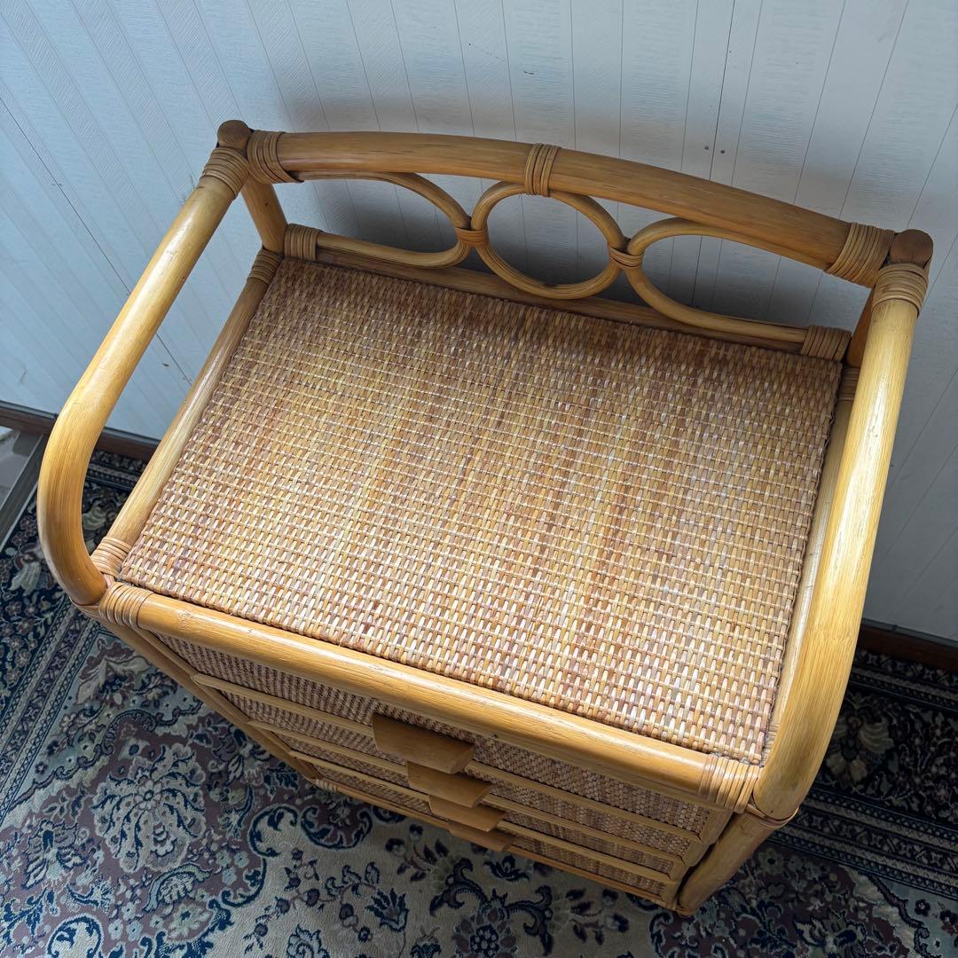 ヴィンテージ☆ラタンチェスト 4段 収納棚 ナチュラル アジアン家具 籘家具