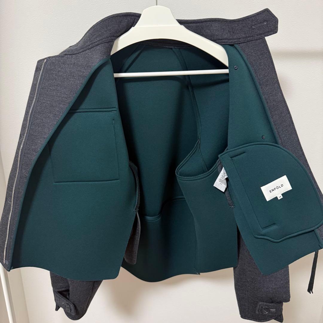 うさこ　エンフォルド　ウールボンディングショートコートチャコールグレー38