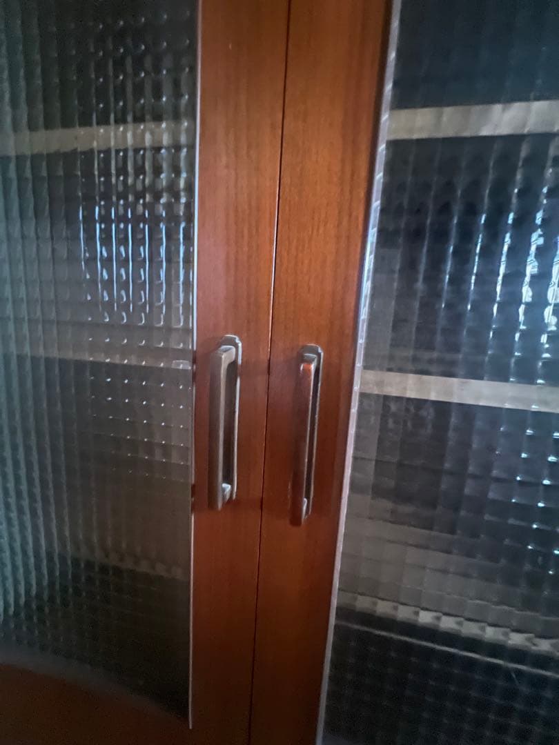 昭和レトロ 昭和ガラス 木製ラック ガラス扉 4段棚