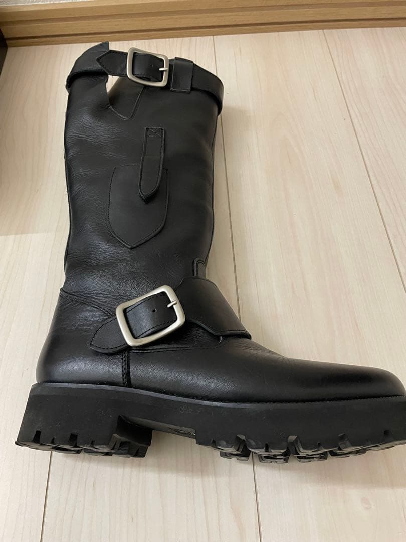 Y's バックル付きブラックレザー ロングブーツ　24.5〜25㎝　XL ワイズ
