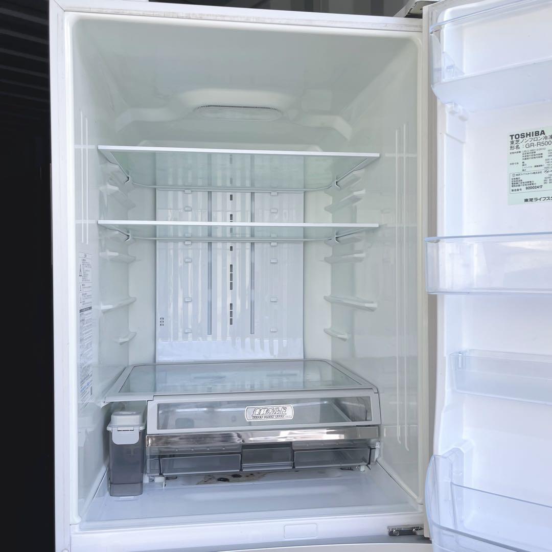 73取付無料！東芝ベジータ高性能おしゃれホワイト大容量501L5ドア冷蔵庫！
