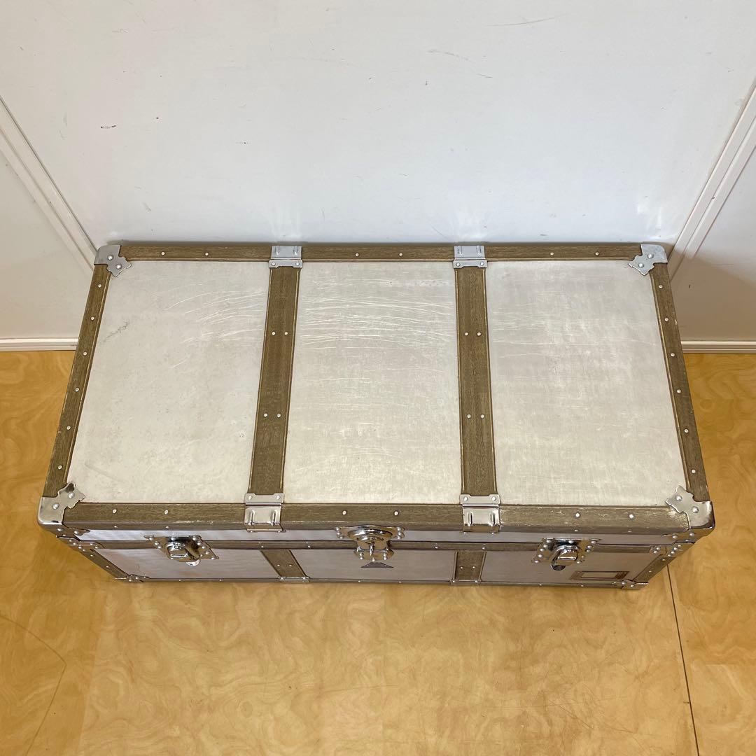 ビンテージ トランク アルミ 船舶 収納 箱 台 ケース ボックス アンティーク